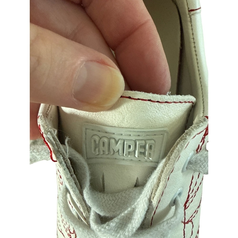 Camper Twins Pelotas Ariel Decorative Stitching Leather Sneakers White Red US 7 - Picture 14 of 15